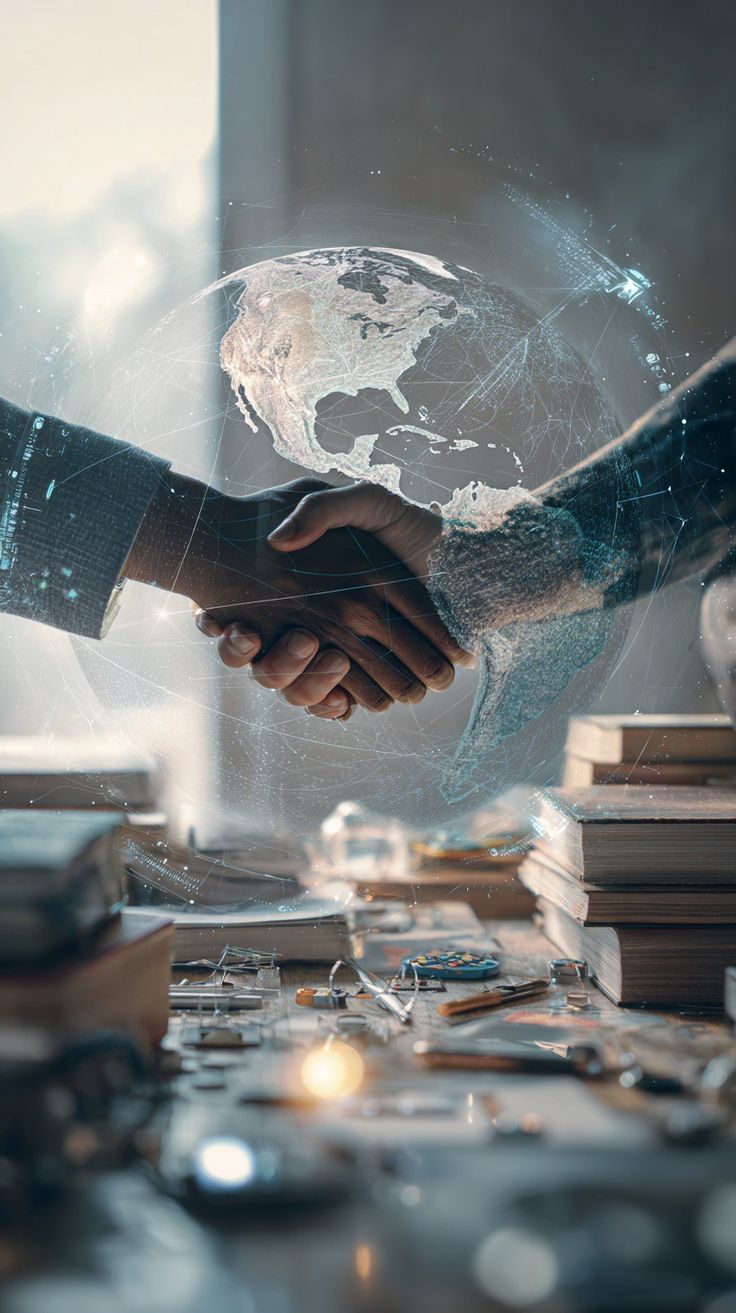 A global partnership handshake symbolising VENTIX and its founders